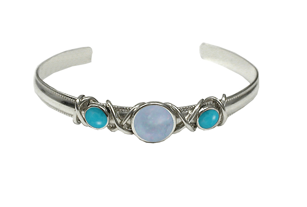 Sterling Silver Hand Made Cuff Bracelet With White Moonstone